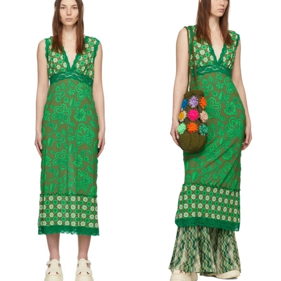 Anna Sui Dresses & Skirts - Anna Sui Paradisiac Dress Mesh Lace Sleeveless Floral Midi Maxi